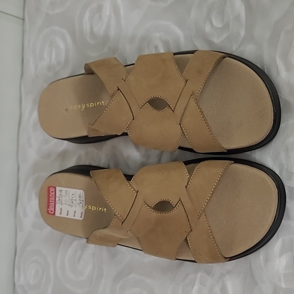 Easy Spirit Espatina Slide On Leather Sandals Light Brown / New Camel Nubuck - Picture 6 of 10